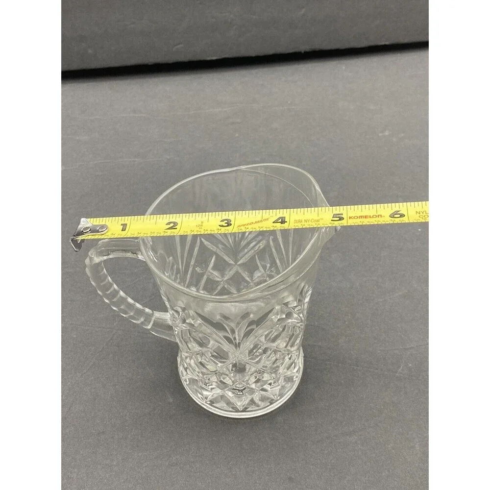Vintage 60s Anchor Hocking Pineapple Creamer‎ Small Pitcher Prescut Clear Glass
